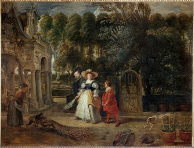Rubens en zijn tweede vrouw in de tuin door Peter Paul Rubens