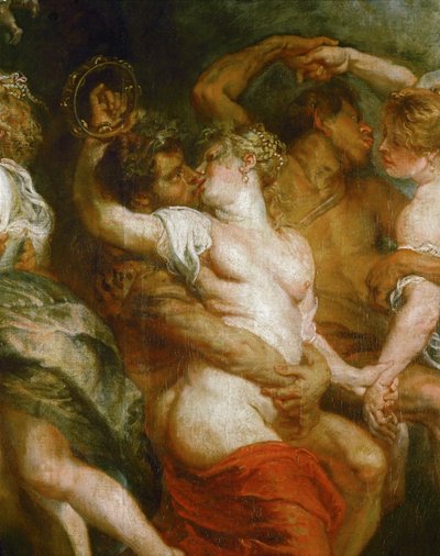 Satyr die een bacchante omhelst (olieverf op doek) door Peter Paul Rubens