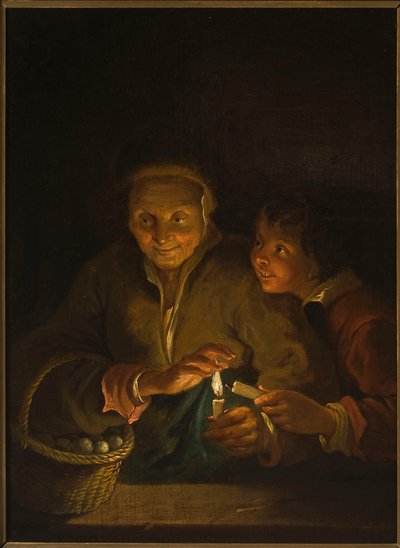 Oude vrouw en jongen met een kaars door Peter Paul Rubens