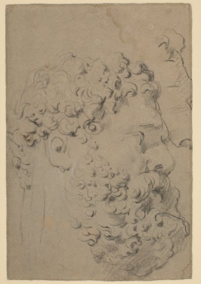 Studies van het hoofd en profiel van de Farnese Hercules gezien vanuit een lager gezichtspunt door Peter Paul Rubens