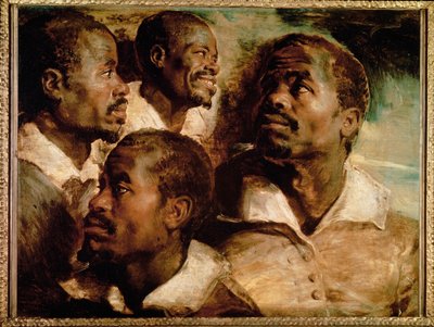 Studies van het hoofd van een zwarte man (schilderij op doek) door Peter Paul Rubens