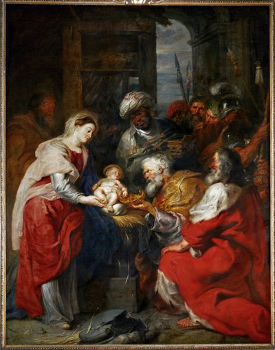 De aanbidding van de Wijzen (schilderij op doek) door Peter Paul Rubens