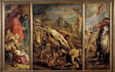 De oprichting van het triptiek kruis door Pierre Paul Rubens (1577-1640) 17e eeuw Parijs, Musee du Louvre door Peter Paul Rubens