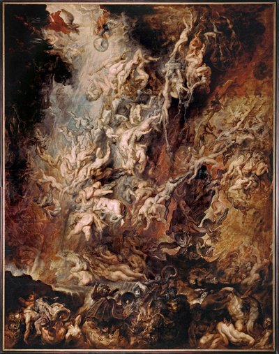 De val van de verdoemden (schilderij op eikenhout) door Peter Paul Rubens
