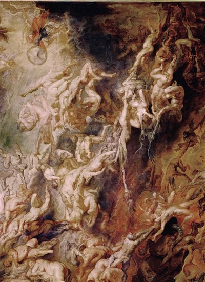 De val van de verdoemden (schilderij op eikenhout) door Peter Paul Rubens