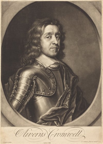 Oliver Cromwell door Peter Pelham after Robert Walker