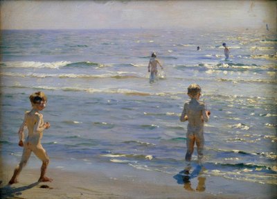 Badende jongens. Zonneschijn. Skagen door Peder Severin Krøyer