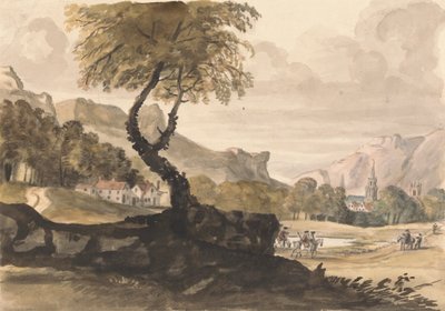Heuvelachtig Tafereel met Dorp en Ruiter door Peter Tillemans