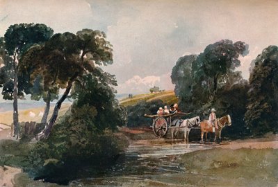 Hooiwagen die een Stroom Oversteekt, ca. 1824 door Peter de Wint