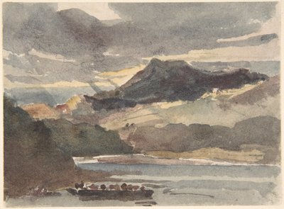 Studie voor „The Ferry“ – Snowdon, gezien vanaf Lyyn Padran, Noord-Wales door Peter de Wint
