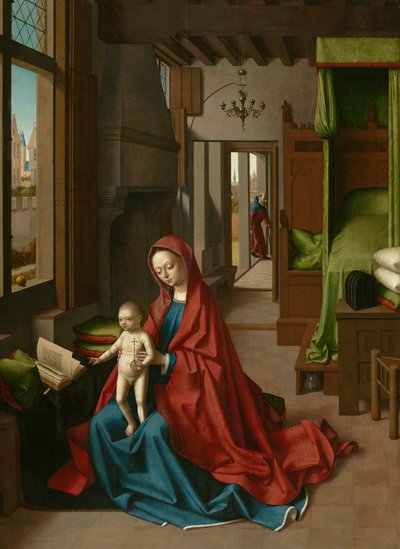 Maagd en kind in een huiselijke omgeving door Petrus Christus
