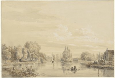 Gezicht op de Vecht naar de Hofstede Slotzigt door Petrus Josephus Lutgers