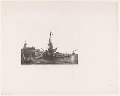 Zeilschip op het droge door Petrus Paulus Schiedges (I)