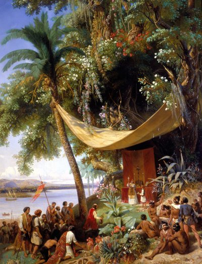 Evangelisatiemis in de open lucht in Amerika - schilderij door Pharamond door Pharamond Blanchard