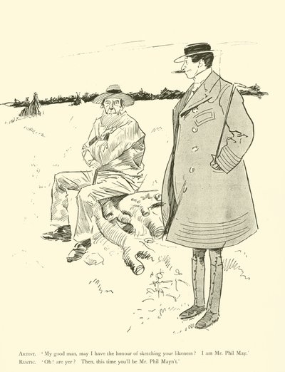 Cartoon door Phil May, uit de jaren 1890 door Phil May