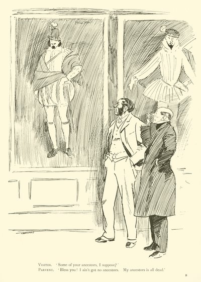 Cartoon door Phil May, uit de jaren 1890 door Phil May
