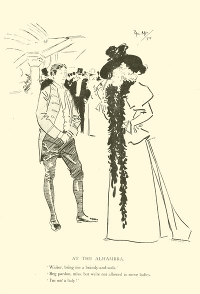Cartoon door Phil May, uit de jaren 1890 door Phil May