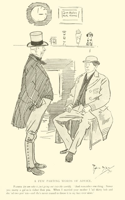Cartoon door Phil May, uit de jaren 1890 door Phil May