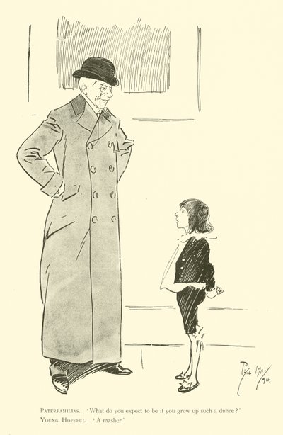 Cartoon door Phil May, uit de jaren 1890 door Phil May