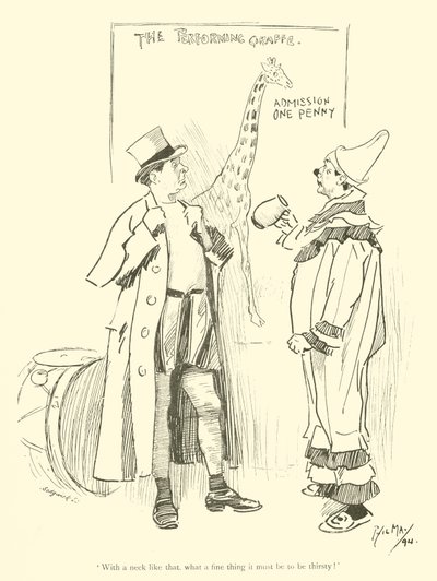 Cartoon door Phil May, uit de jaren 1890 (litho) door Phil May