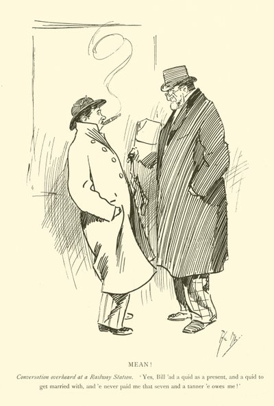 Cartoon door Phil May, uit de jaren 1890 (litho) door Phil May