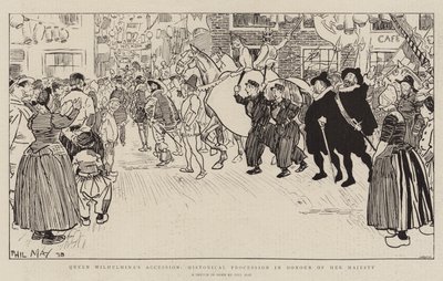 De Troonsbestijging van Koningin Wilhelmina, Historische Processie ter Ere van Hare Majesteit door Phil May
