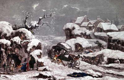 De omgevallen koets. Prenten toegeschreven aan Philibert Louis Debucourt (1755 - 1832). Privécollectie. door Philibert Louis Debucourt