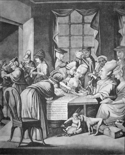 Patriottische dames van Edenton, South Carolina ondertekenen een belofte 