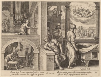 Het visioen van Sint Pieter door Philip Galle after Jan van der Straet