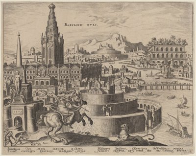 Babylonis Muri (De Muren van Babylon) door Philip Galle, after Maerten van Heemskerck