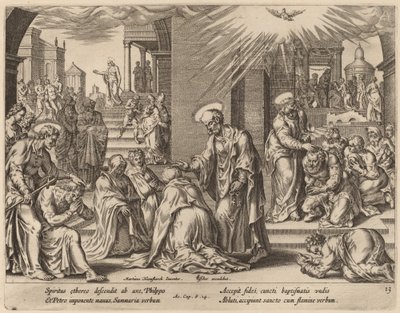 Het Volk van Samaria Ontvangt het Woord van God door Philip Galle after Maerten van Heemskerck