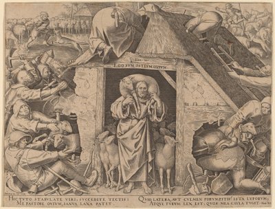 De Gelijkenis van de Goede Herder door Philip Galle after Pieter Bruegel the Elder