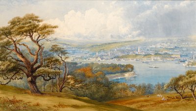 Devonport en Stonebridge vanuit Mount Edgecombe Park, 1880 door Philip Mitchell
