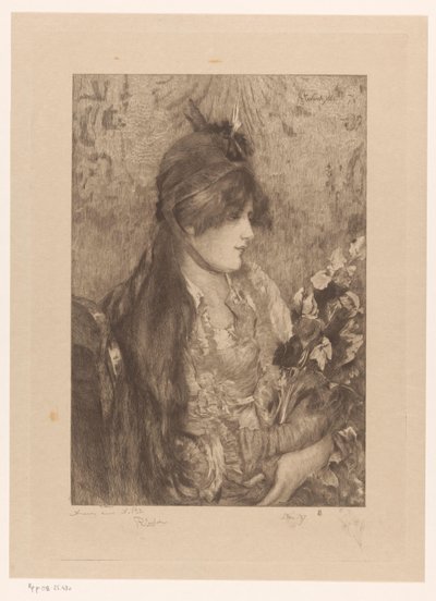 Vrouw met boeket bloemen door Philip Zilcken (signed by artist)