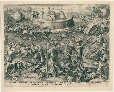 Fortitudo Fortitude uit De Zeven Deugden, 1559 door Philipp Galle