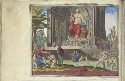 Het standbeeld van Jupiter in Olympia uit de serie De Acht Wereldwonderen door Philipp Galle