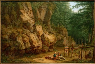 Hackert, Rotslandschap met soldaten (Masso del Diavolo) door Philipp Hackert
