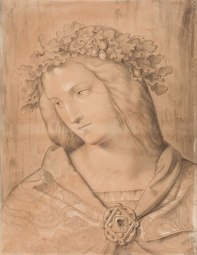 Germania, borstbeeld, studie voor het fresco (detail) door Philipp Veit