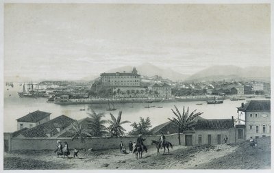 Negen panoramische uitzichten van Rio de Janeiro: Da Ilha das Cobras, 1862 door Philippe Benoist
