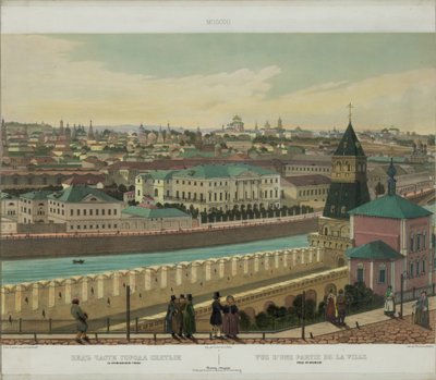 Uitzicht op Zamoskvorechye vanaf de Kremlinmuur uit een panoramisch uitzicht op Moskou in 10 delen, ca 1848 door Philippe Benoist
