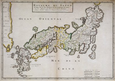 Geografische kaart van Japan gemaakt door pater Philippe Briet, Jezuïet en Franse geleerde door Philippe Briet