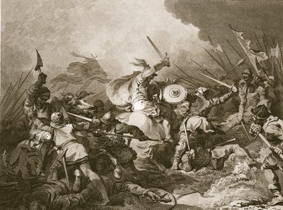 De slag bij Hastings door Philippe Jacques de Loutherbourg