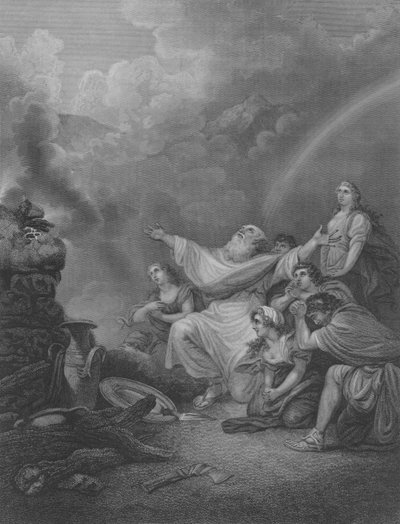 Noachs Offer, Genesis 8, Vers 20-22 door Philippe de (after) Loutherbourg