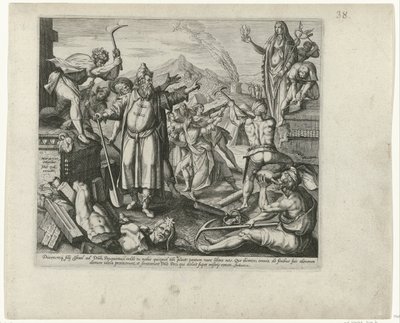 Vernietiging van de afgodsbeelden van Baäl door Philips Galle (attributed to workshop of)
