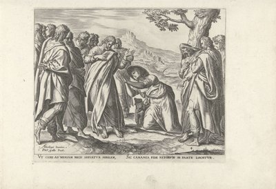Christus en de Kanaänitische vrouw door Philips Galle
