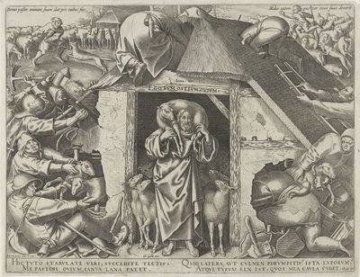 Gelijkenis van Christus als de goede herder door Philips Galle