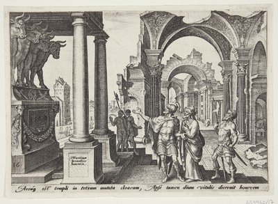 Jehu die de gouden kalveren aanbidt door Philips Galle