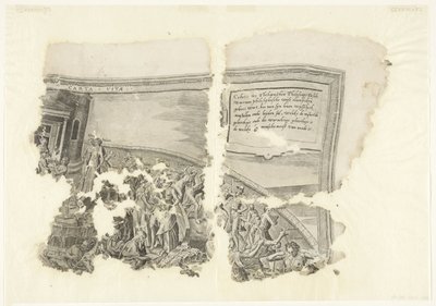 Rechterbovenhoek van een prent van het tafereel van Cebes door Philips Galle