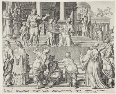 Het boek van de wet voorgelezen aan het volk door Philips Galle