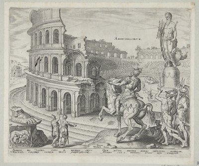 Het Colosseum in Rome door Philips Galle